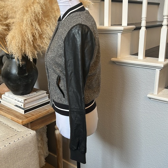 Abercrombie & Fitch Wool Bomber Black Gray Varsity Bomber Jacket Size Small - Picture 4 of 7